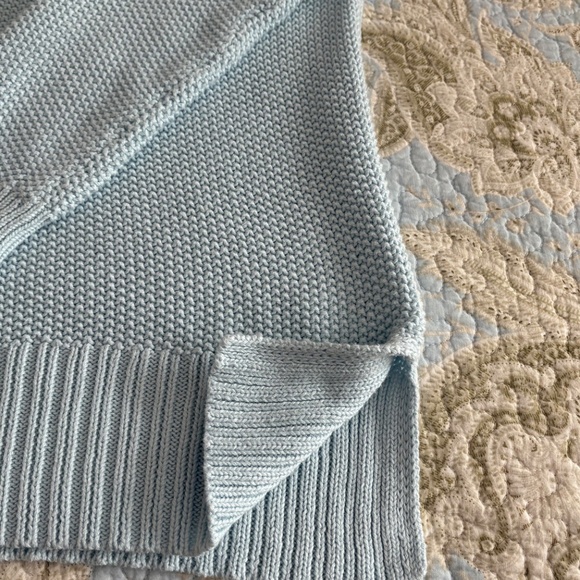 Light Blue, Baby Blue Lucky Brand Cotton-Blend Pullover V-Neck Sweater - Picture 8 of 8